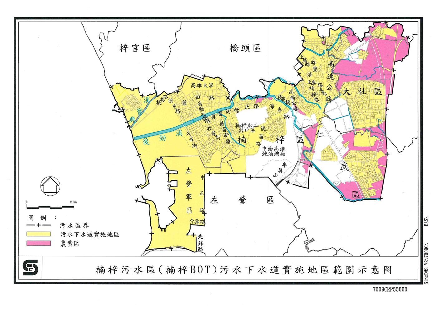 楠梓污水區（楠梓BOT）污水下水道實施區域範圍示意圖